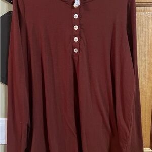 Zenana Outfitters Men's Long-Sleeve Henley - Deep Burgundy
